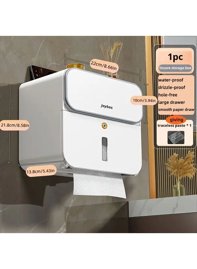 حامل ورق الحائط المعلق 2 قطعة أبيض لا يتطلب التثقيب ديكور الحمام - Image 4